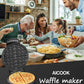 AICOOK | Waffle, Waffle  Maker Iron, Belgian Medium Waffle Iron, Stainless Steel, Adjustable Temperature Dial, Nonstick Plates & Cool Touch Handle, Contains Recipe 