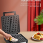 AICOOK | Waffle Maker Square 4 Slices Waffle Making Machine Iron with NonStick Surfaces, Anti Overflow, Adjustable Temperature, Stainless Steel Construction, LED Indicator, 1200W , Black/Silver