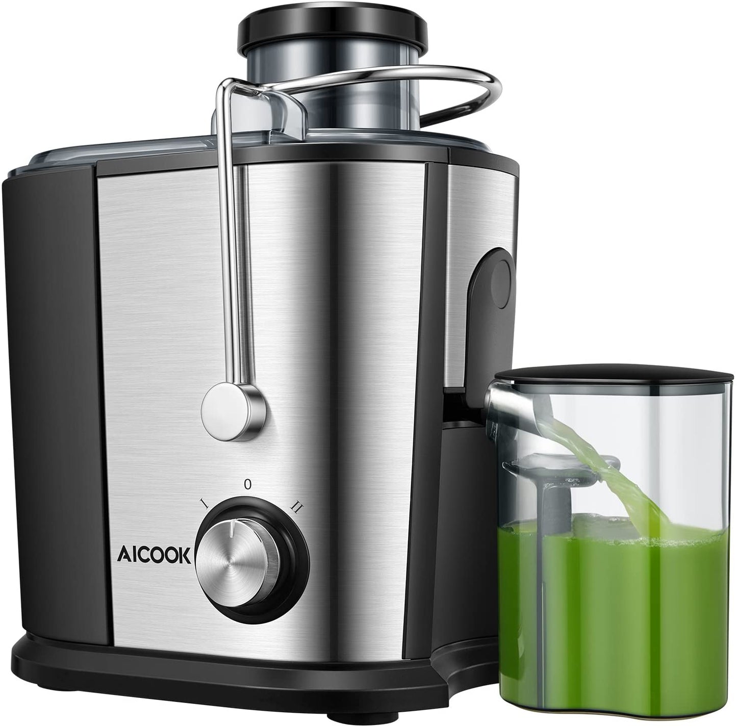 AICOOK | Juicer Wide Mouth Juice Extractor, Juicer Machines BPA Free Compact Fruits & Vegetables Juicer, Dual Speed Centrifugal Juicer with Non-drip Function, Stainless Steel Juicers Easy to Clean