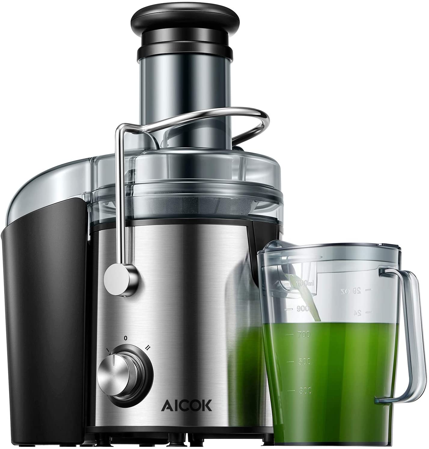 1000W Juicer Machine, 75MM Wide Mouth, Dual Speed Mode, Stainless Steel, Easy Clean, Silver, Mode332