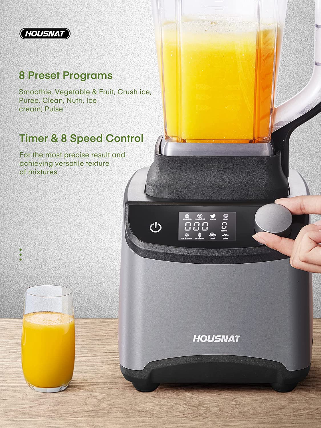 Professional Countertop Blender for Kitchen, Housnat 1200W(Max 2200W) High  Power Crushing Ice, Veggies, Shakes, 60 oz