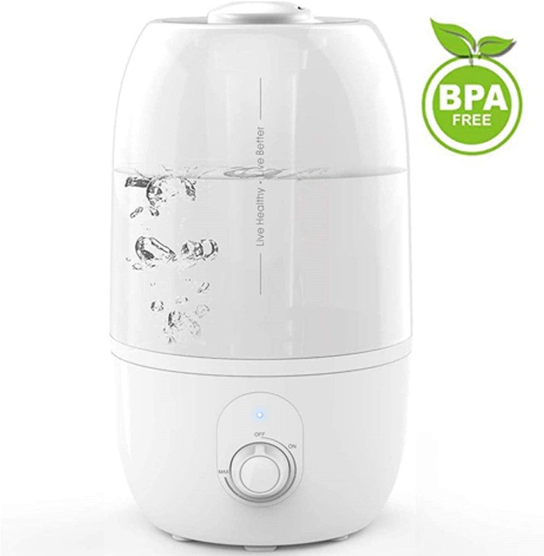 iTvanila Humidifier, Bedroom Cold Mist Humidifier, 2.7L/0.7 Gal Baby Humidifier, Output Adjustable, Lasts to 30 Hours, Whisper-Quiet, Auto Off, Filterless Humidifier for Home Office, White