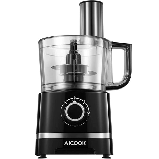 AICOOK 16 Functions Food Processor, 700W, 12-Cup Food Chopper with 4 Speeds for Chopping, Pureeing, Mixing, Shredding, Whisking Eggs and Slicing