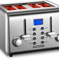 AICOOK |  Retro Stainless Steel Toaster 4 Slice, Toaster with 4 Extra-Wide Slots, Removal Crumb Tray, 6 Browning Settings