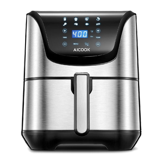 AICOOK Air fryer 5.8QT, dishwasher-safe, 40 recipe, roasting, baking, grilling