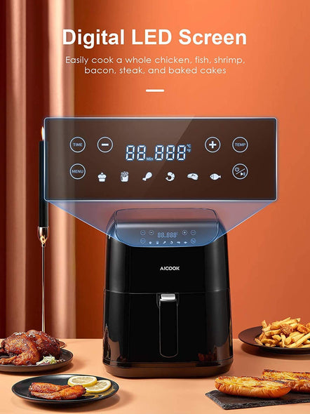 AICOOK AIR FRYER 5.8QT, Digital LED Screen, Black, 2021