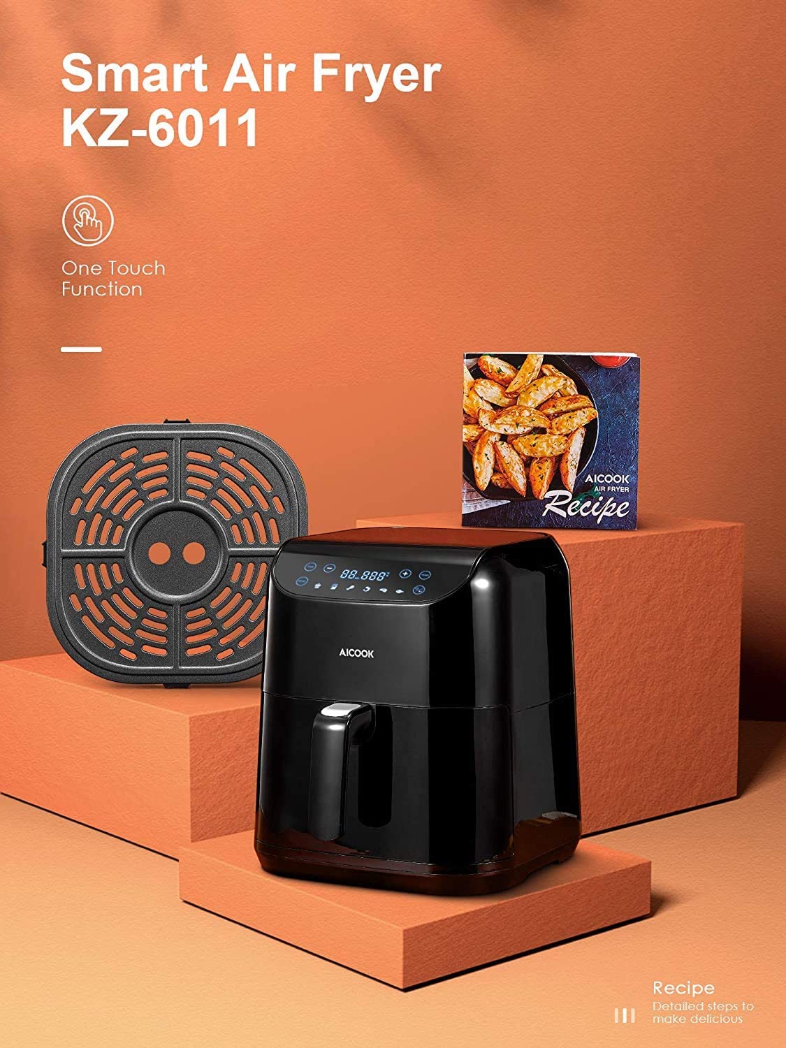 AICOOK 5.8QT Air Fryer, Smart Air Fryer, Digital Hot Oven Cooker, 2021