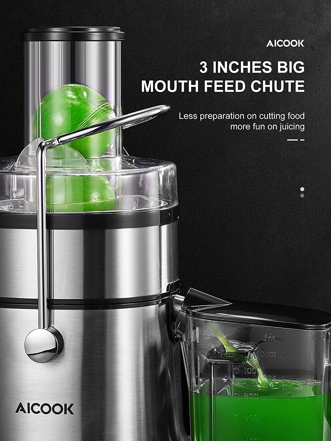 Aicok Juicer Centrifugal Juicer Machine Wide 3&rdquo Feed Chute Juice Extractor Easy to Clean, Fruit Juicer with Pulse Function