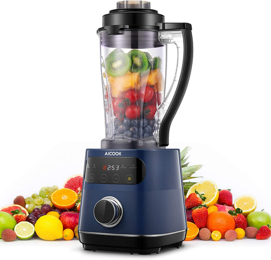 AICOOK | Smoothie Blender for Kitchen, Professional Countertop Blender for Shakes and Smoothies, 1200W Food Processor Blender with Touch Screen, 60Oz BPA-Free Pitcher for Puree, Ice Crush, Frozen Fruits