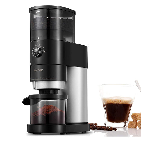 Electric Conical Burr Coffee Grinder, 42 Precise Grind Settings, One Touch with 50S Grinding, Easy to Clean, Matte Black