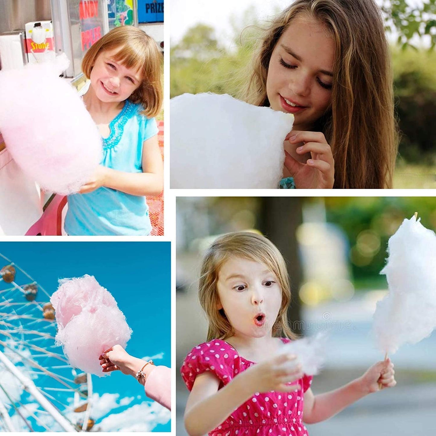AICOOK | Cotton Candy Machine, Nostalgia Candy Floss Maker, Includes Sugar Scoop and 10 Cones, Childhood Memory, Red