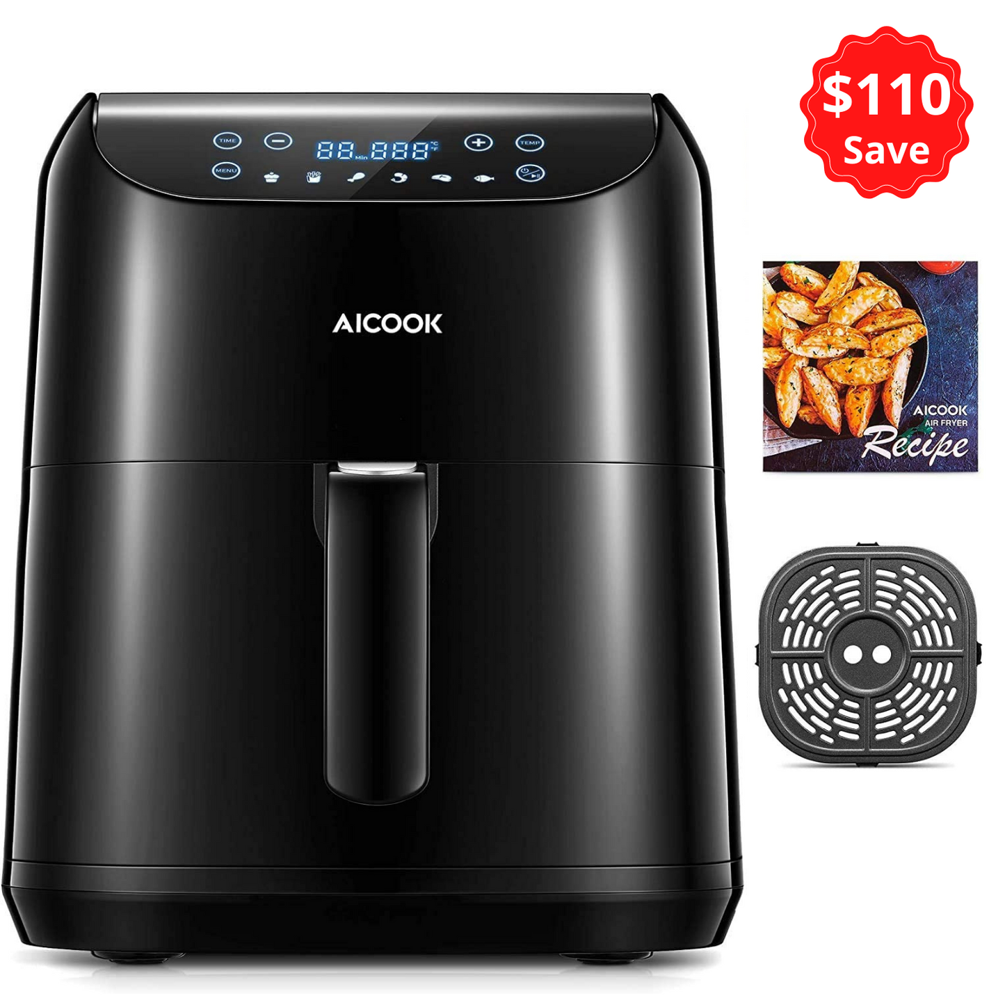 Air Fryer 1700W 5.5L with Digital Display Adjustable Temperature