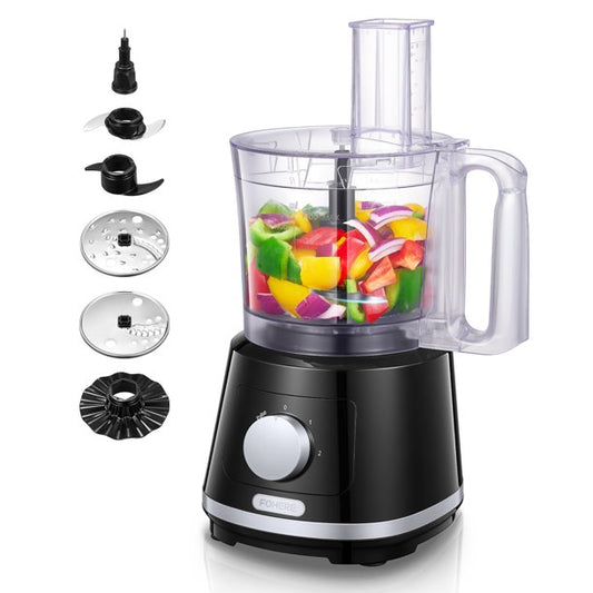 8-Cup Food Processor & Vegetable Chopper with 6 Functions to Chop, Puree, Shred, Slice and Whisk– Food Chopper for Vegetables, Meat, Grains, Nuts and Whisk for Eggs and Cream