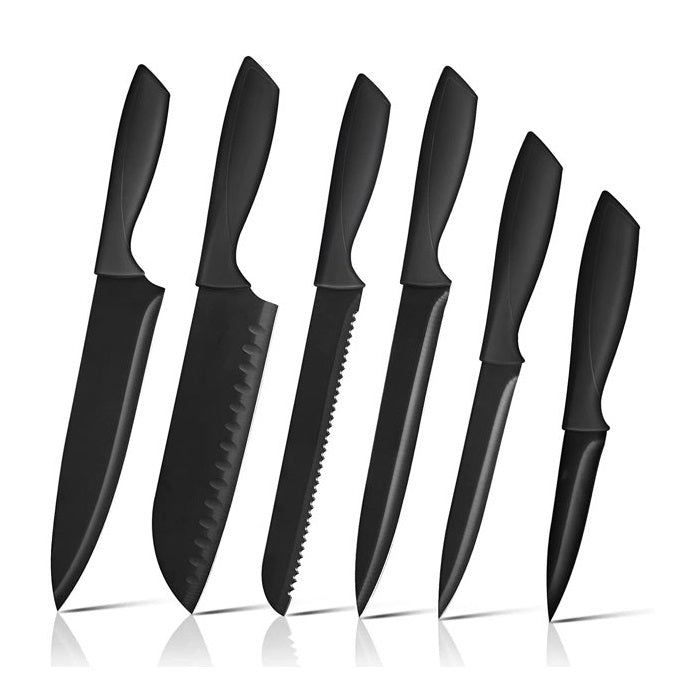 DEIK Knife Set, Deik Kitchen Knives, 6 PCS BO Oxidation Black Kitchen Knife Set, Knife Boxed Set with PP Ergonomic Handle