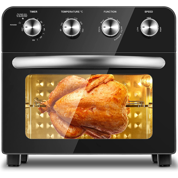 AICOOK Air Fryer Oven, 6 Slice 24 QT Toaster Oven Combo, 1700W Multi-function Convection Oven for Rotisserie, Dehydrate, Air Fry, Bake & Reheat, Fry Oil-Free, Non-Stick Inner, 6 Accessories & 100 Reci