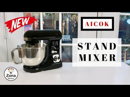 AICOK 5.5qt Professional Stand Mixer with 6 Speeds Tilt-Head Black and Double Dough Hooks