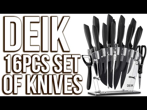 DEIK Knife Set High Carbon Stainless Steel Kitchen Knife Set 16 PCS, BO Oxidation for Anti-rusting and Sharp, Super Sharp Cutlery Knife Set