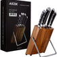 AICOK Kitchen Knife Set, German Stainless Steel Knife Block Set, 6 pcs Small Knife Set with Wooden Block